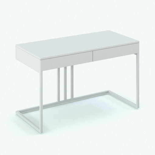 Revit Family / 3D Model - Minimalistic Wood and Steel Desk Perspective