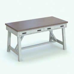 Revit Family / 3D Model - Modern Two Toned Desk With Angled Legs Rendered in Vray