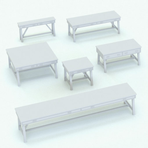 Revit Family / 3D Model - Modern Two Toned Desk With Angled Legs Variations