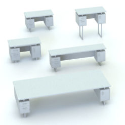 Revit Family / 3D Model - Floating Desk With Drawers and Door Variations