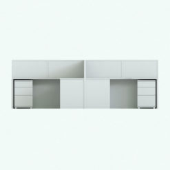 Revit Family / 3D Model - L-Shape Dual Division Cubicles Front View