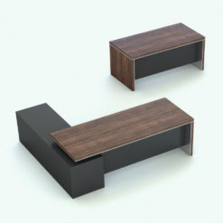 Revit Family / 3D Model - L-Shape Executive Desk Rendered in Vray