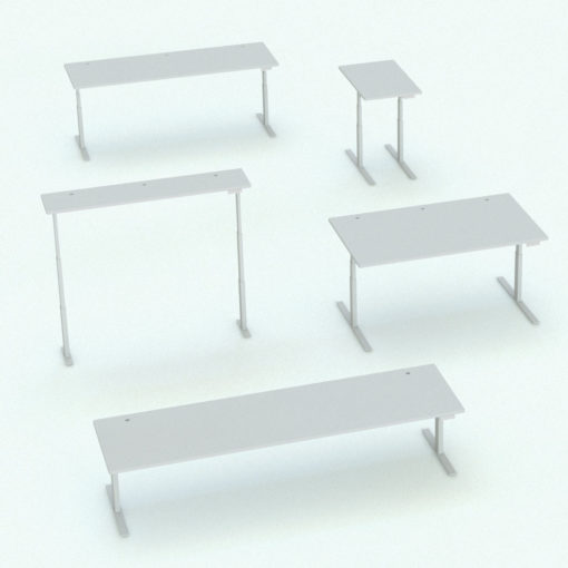 Revit Family / 3D Model - Rectangular Standing Desk Variations