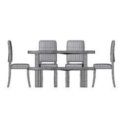 Revit Family / 3D Model - Rustic Dining Set With Bench Front View
