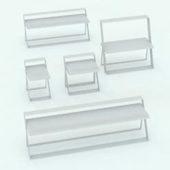 Revit Family / 3D Model - Diagonal Supports Modern Desk Variations