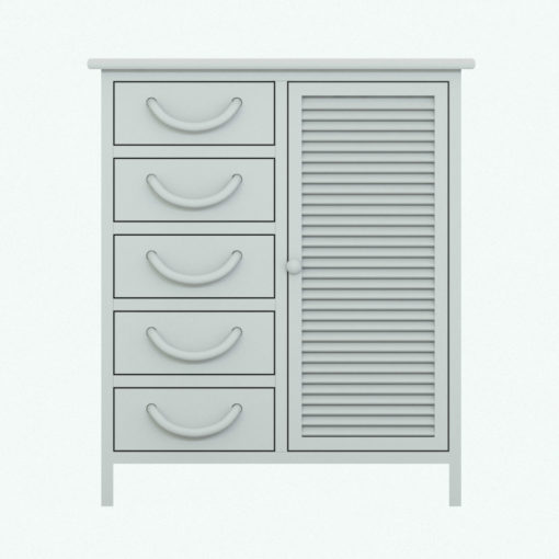 Revit Family / 3D Model - Drawers-Doors Bathroom Cabinet Front View