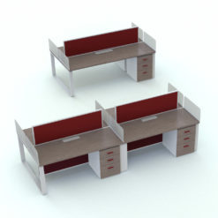 Revit Family / 3D Model - Minimalistic Office Workstation Desks Rendered in Vray