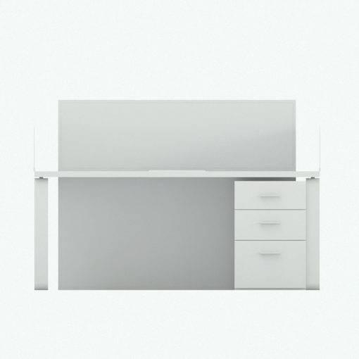 Revit Family / 3D Model - Minimalistic Office Workstation Desks Front View