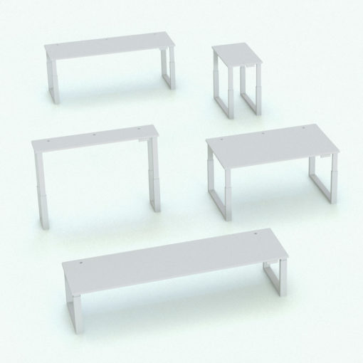 Revit Family / 3D Model - Modern Rectangular Standing Desk Variations