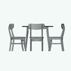 Revit Family / 3D Model - Simple Wood Dining Set Front View