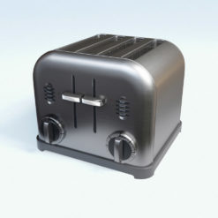 Revit Family / 3D Model - Metallic Twin Toaster Rendered in Vray