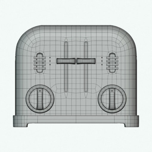 Revit Family / 3D Model - Metallic Twin Toaster Front View