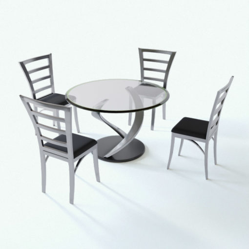 Revit Family / 3D Model - Twisted Base Dining Set Rendered in Vray