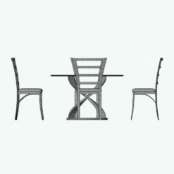 Revit Family / 3D Model - Twisted Base Dining Set Front View