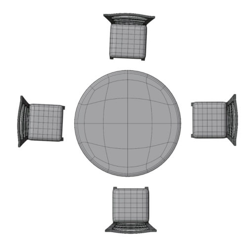 Revit Family / 3D Model - Twisted Base Dining Set Top View
